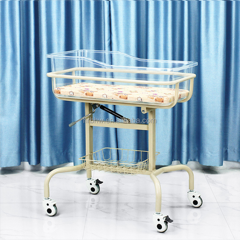 China Hospital Baby Bed Powder Coating Adjustable Baby Cot