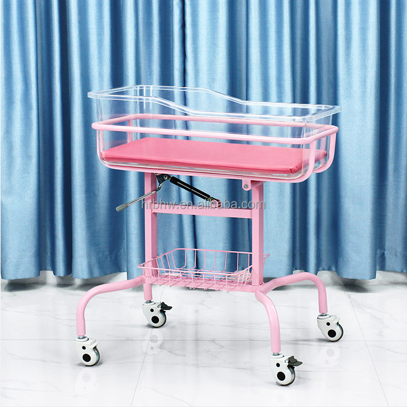 China Hospital Baby Bed Powder Coating Adjustable Baby Cot