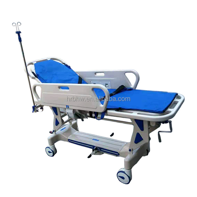 Manual Crank Hospital Bed Emergency Ambulance Transfer Stretcher for Patient