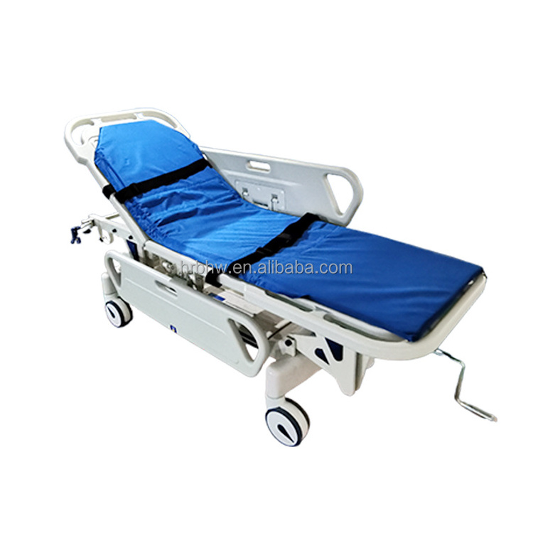 Manual Crank Hospital Bed Emergency Ambulance Transfer Stretcher for Patient