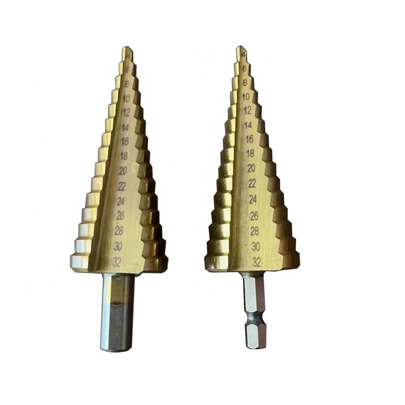 3Pcs High Quality HSS Step Drill Bit Set For Metal Drilling, 4-12mm,4-20mm,4-32mm,Hex Titanium Coated,4241 High Speed Steel