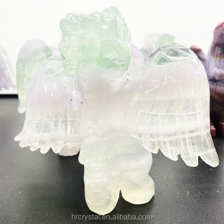 Semi-precious Stone Crafts Lavender Fluorite Flying Dragon Healing Crystal Animal Carvings