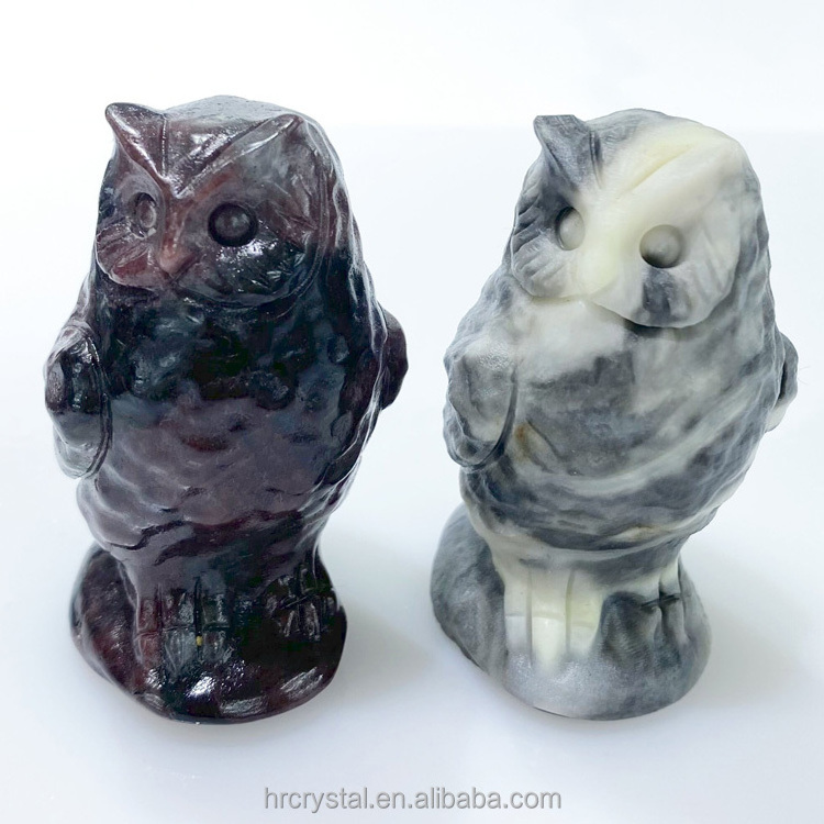 Hand Carved Crystal Healing Stones Cute Crystal Owl Animals Carvings For Souvenir Gifts