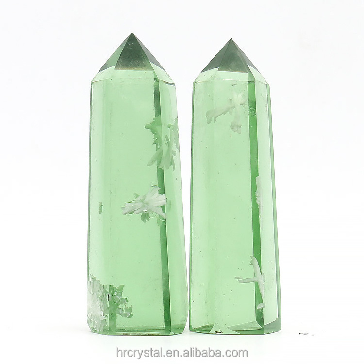 Crystals Healing Stones Wholesale Snowflake Coloured Glaze Liuli Crystal Tower for Souvenir