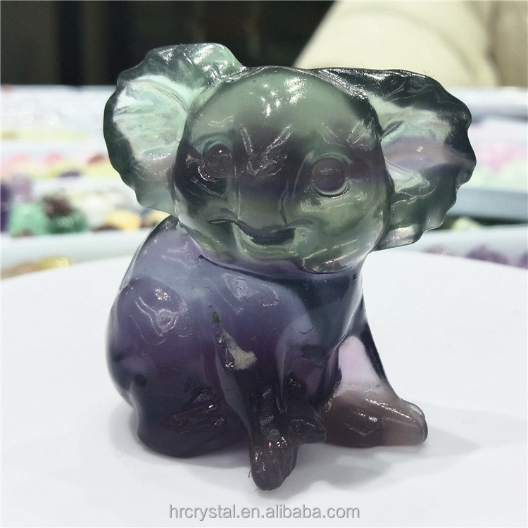 Semi-precious Stone Crafts Natural Lavender Fluorite Koala Healing Crystal Animal Carving