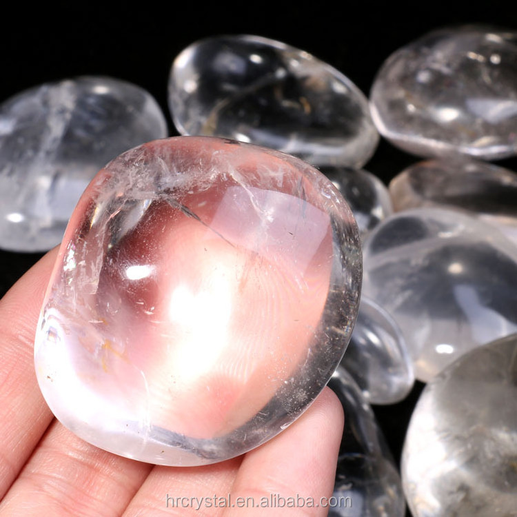 Wholesale Healing Gemstone Smooth Clear Quartz Crystal Palm Stone for Decoration