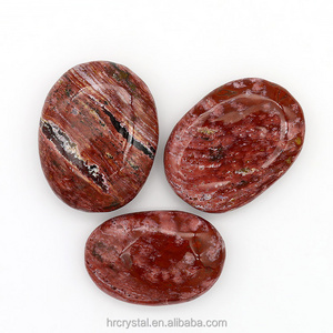 Folk Polished Natural Healing Oval Red Ocean Jasper Crystal Palm Stone For Souvenir