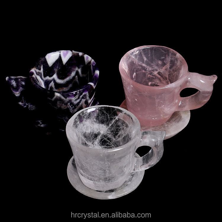 Natural Gemstone Crafts Rose Quartz Clear Quartz Dream Amethyst Cup Healing Crystal Cup Carving