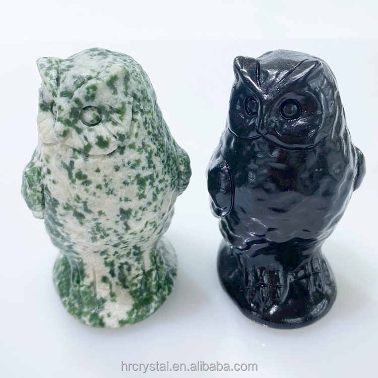 Hand Carved Crystal Healing Stones Cute Crystal Owl Animals Carvings For Souvenir Gifts