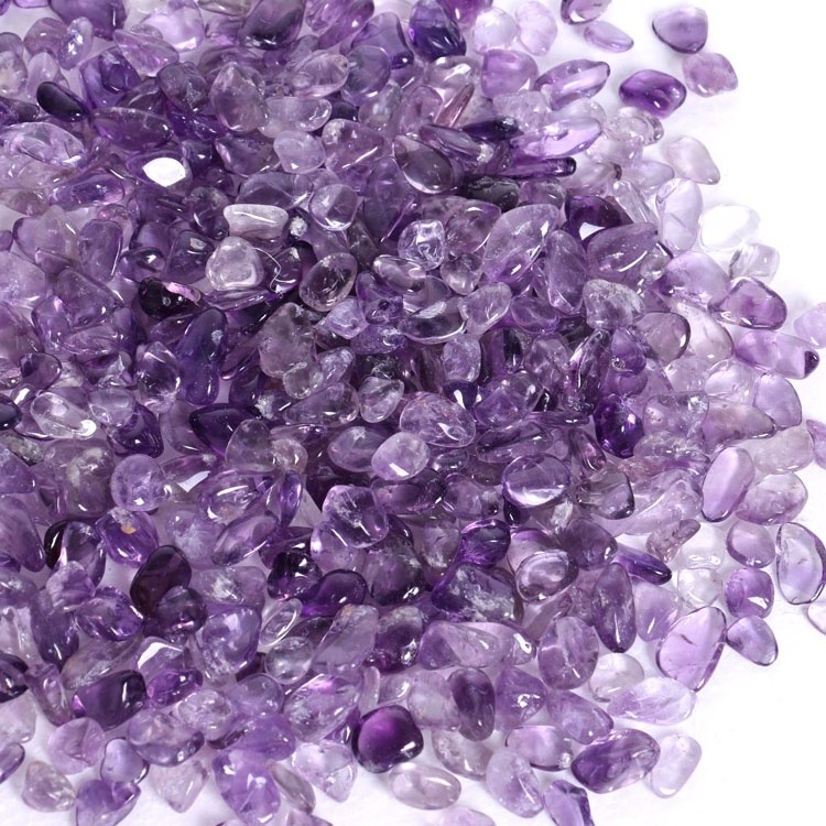 Bulk wholesale natural polished healing gemstone amethyst crystal chips for decoration