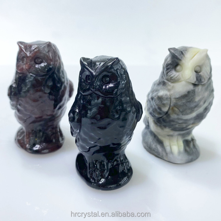 Hand Carved Crystal Healing Stones Cute Crystal Owl Animals Carvings For Souvenir Gifts