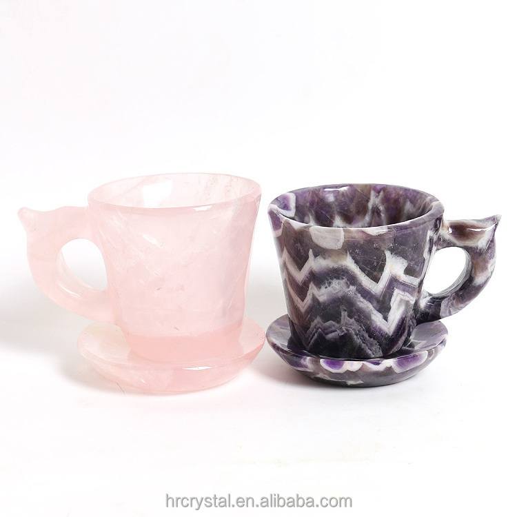 Natural Gemstone Crafts Rose Quartz Clear Quartz Dream Amethyst Cup Healing Crystal Cup Carving