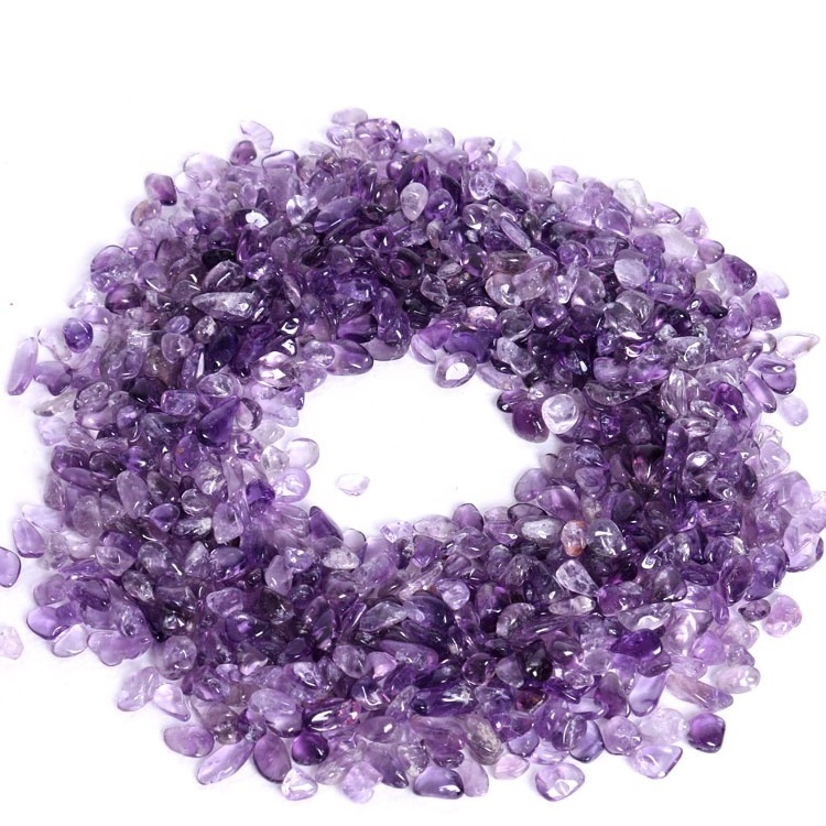 Bulk wholesale natural polished healing gemstone amethyst crystal chips for decoration