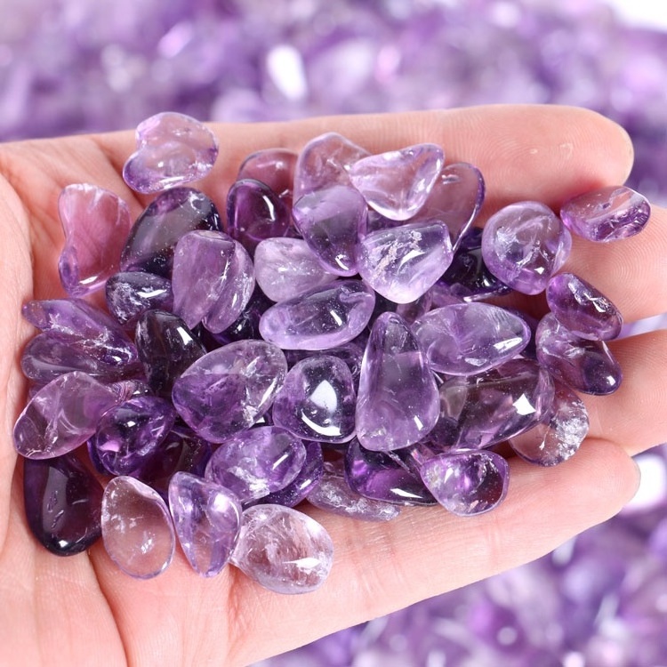 Bulk wholesale natural polished healing gemstone amethyst crystal chips for decoration