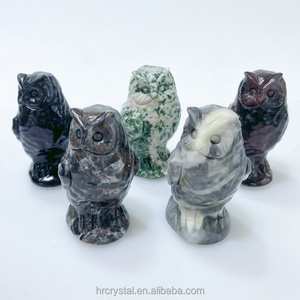 Hand Carved Crystal Healing Stones Cute Crystal Owl Animals Carvings For Souvenir Gifts