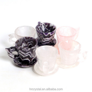 Natural Gemstone Crafts Rose Quartz Clear Quartz Dream Amethyst Cup Healing Crystal Cup Carving