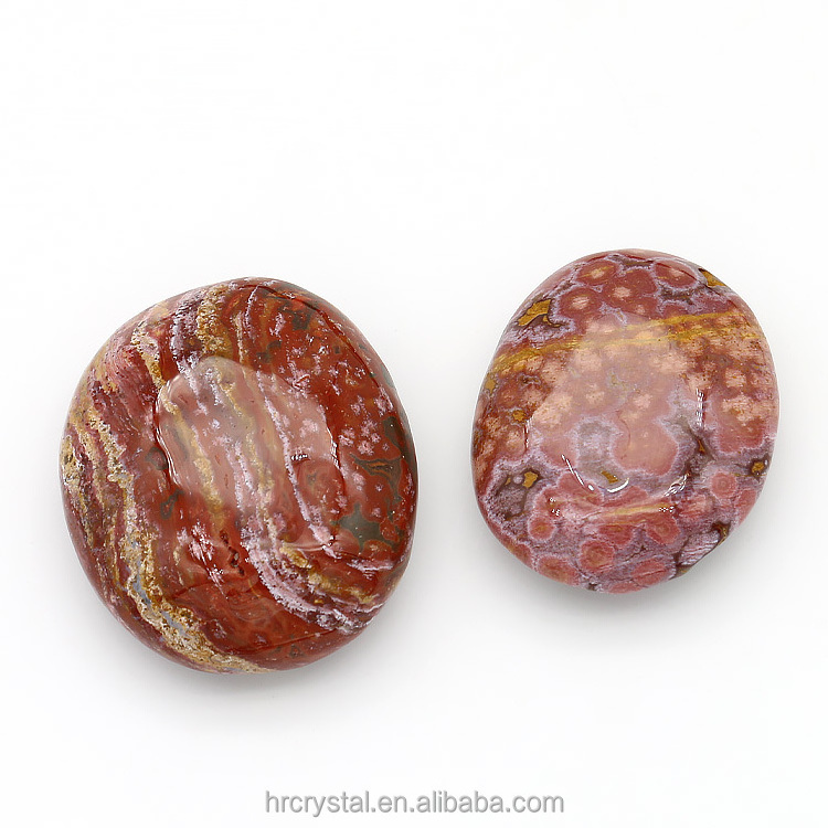 Folk Polished Natural Healing Oval Red Ocean Jasper Crystal Palm Stone For Souvenir