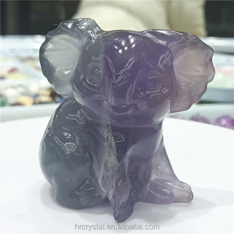 Semi-precious Stone Crafts Natural Lavender Fluorite Koala Healing Crystal Animal Carving