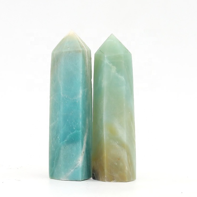 Wholesale natural healing stones polished tower green Amazonite wand points for home decor