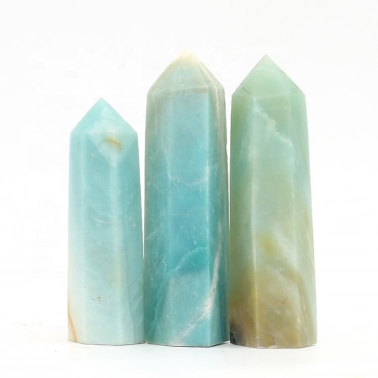 Wholesale natural healing stones polished tower green Amazonite wand points for home decor