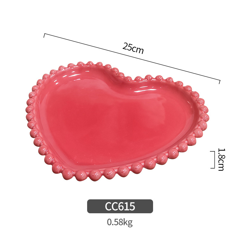 Ceramic Heart Shaped  Plate Ceramic Dinner Tableware Plate Dish Porcelain Dessert Dinnerware Cake Plate 6 8 10 Inch Christmas