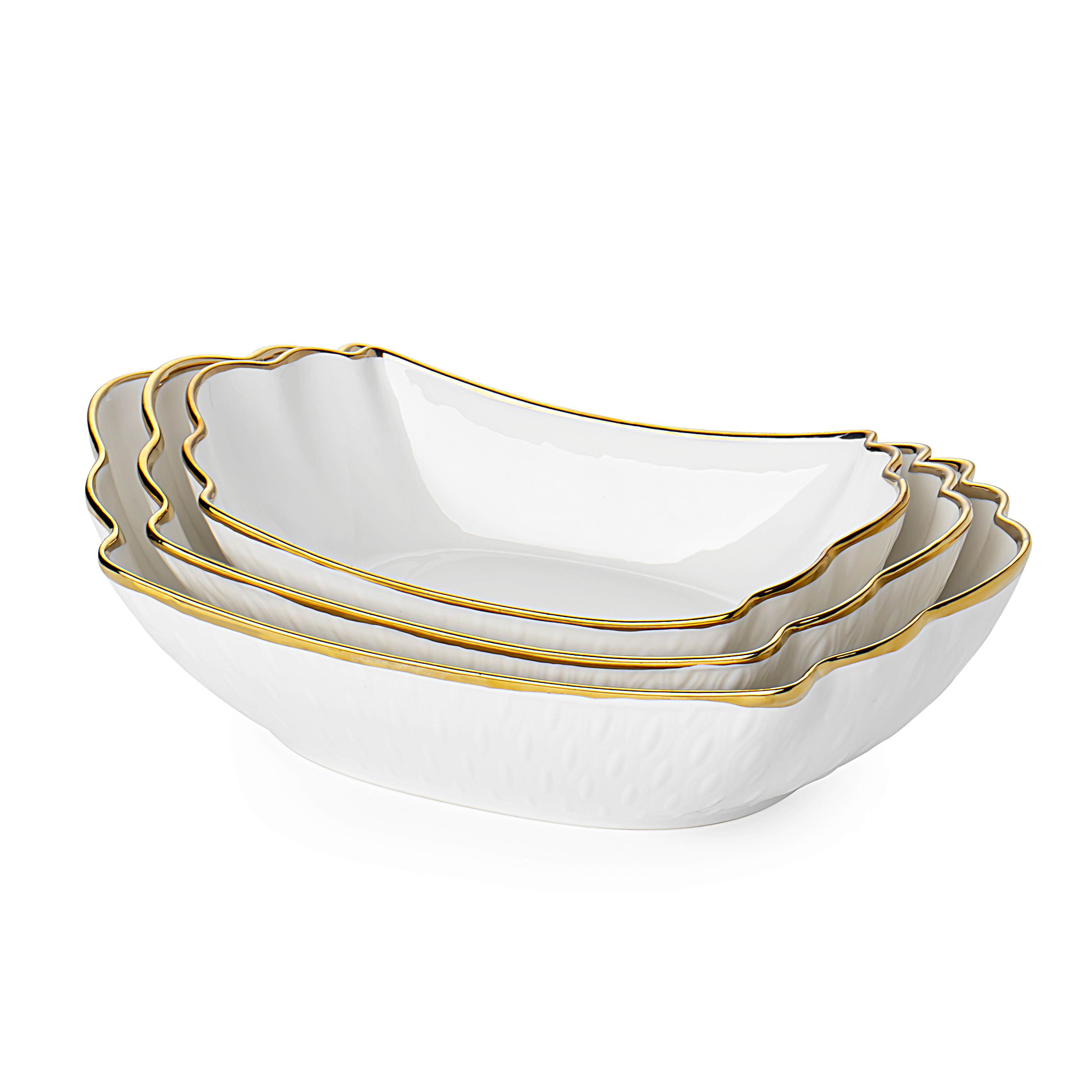 Premium Quality white 15 inch rectangle serving bowl large ceramic noodle salad borscht bowl