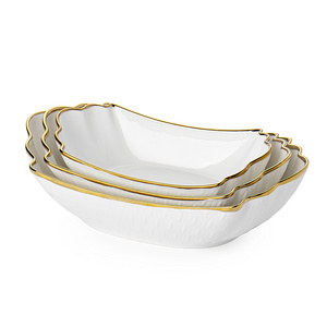 Premium Quality white 15 inch rectangle serving bowl large ceramic noodle salad borscht bowl