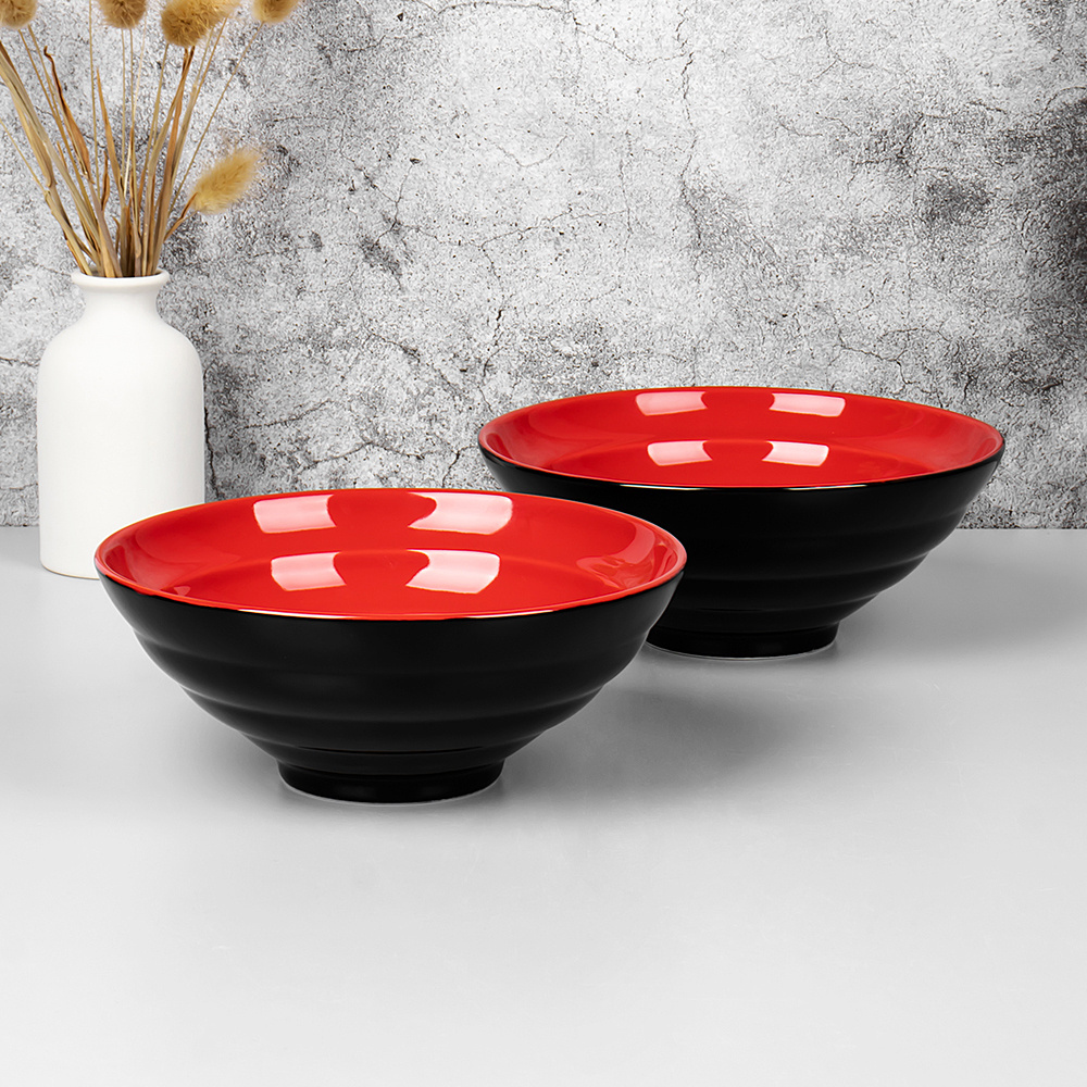 8'' japanese large ceramic noodles bowl set porcelain restaurant Ramen noodle soup bowls with chopsticks