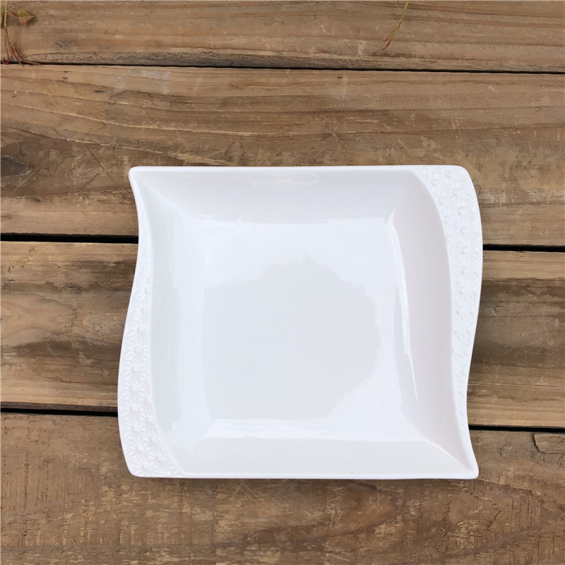 Hot selling cheap bulk white porcelain catering square ceramic dinner plate for restaurant home use