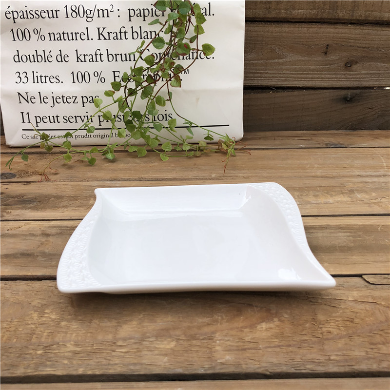 Hot selling cheap bulk white porcelain catering square ceramic dinner plate for restaurant home use