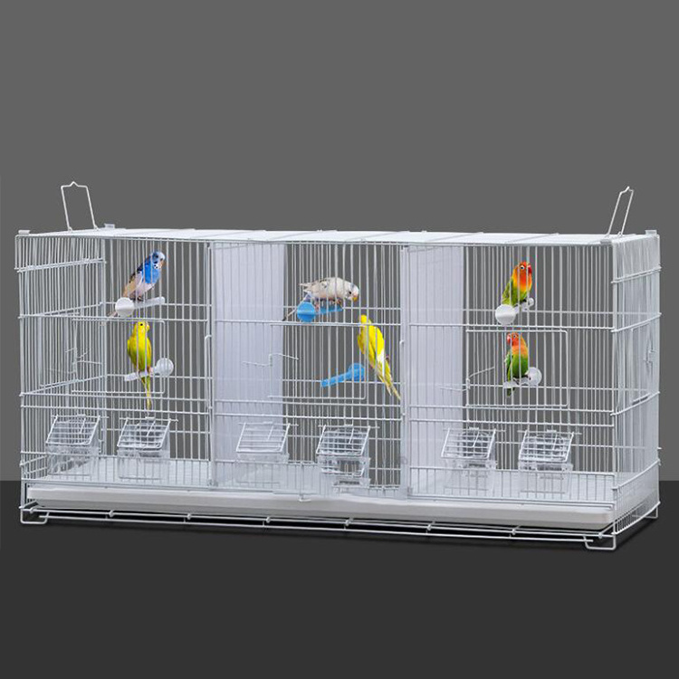 Multi space bird cage High Quality heavy duty Wire Steel breeding parrot cage three space bird cages that can be kept separately