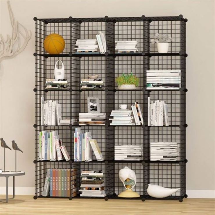 6 30X30CM Wire Grid Storage Mesh Cube Cabinet Structure Shelves Set Black Storage Holders & Racks Shoe Square Storage Metal