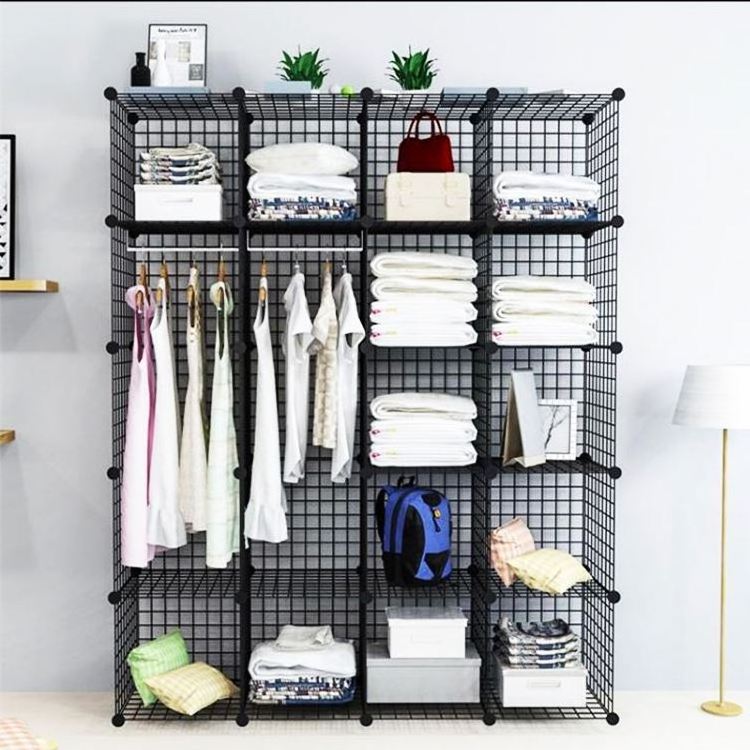 6 30X30CM Wire Grid Storage Mesh Cube Cabinet Structure Shelves Set Black Storage Holders & Racks Shoe Square Storage Metal