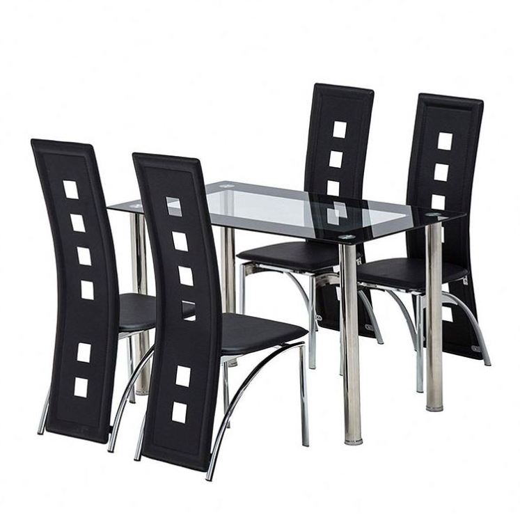 High quality custom wholesale kitchen hotel room modern black 4 seater chair dining table set