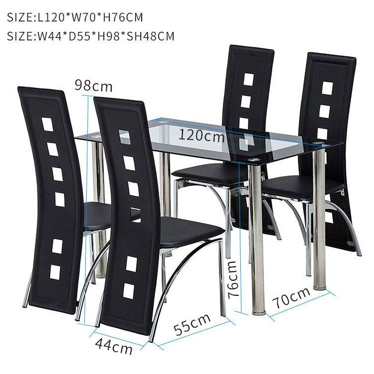 High quality custom wholesale kitchen hotel room modern black 4 seater chair dining table set