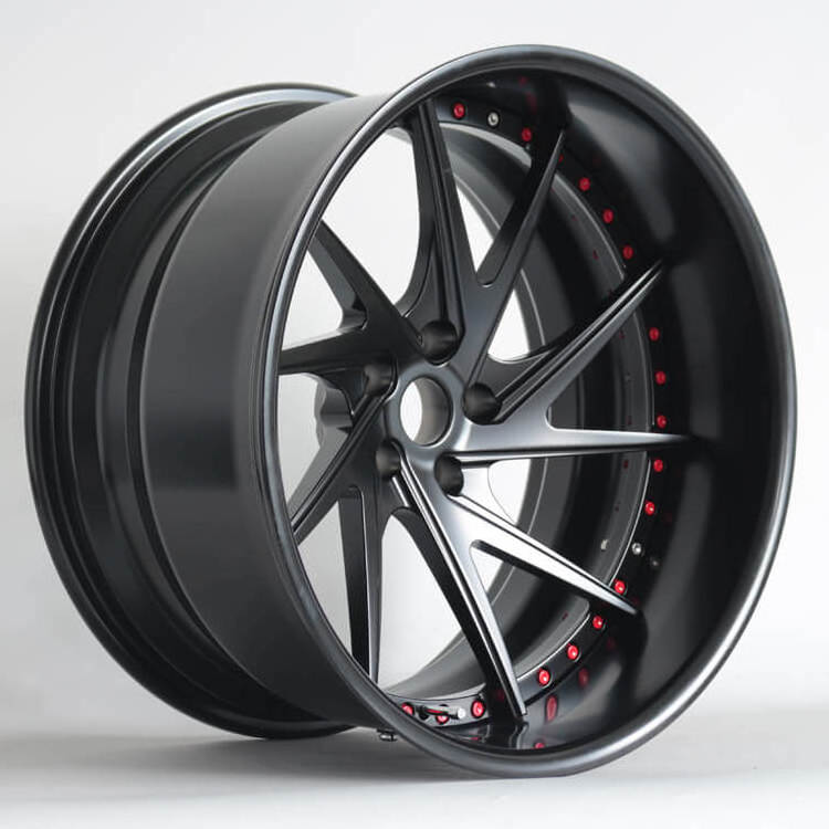 18' Alloy Aluminum 18 Inch Deep Dish Rims 5x114.3 Black And Red Alloy Wheels With Rivet