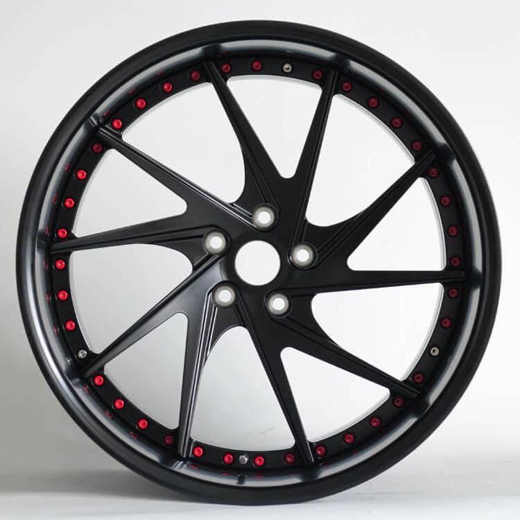 18' Alloy Aluminum 18 Inch Deep Dish Rims 5x114.3 Black And Red Alloy Wheels With Rivet