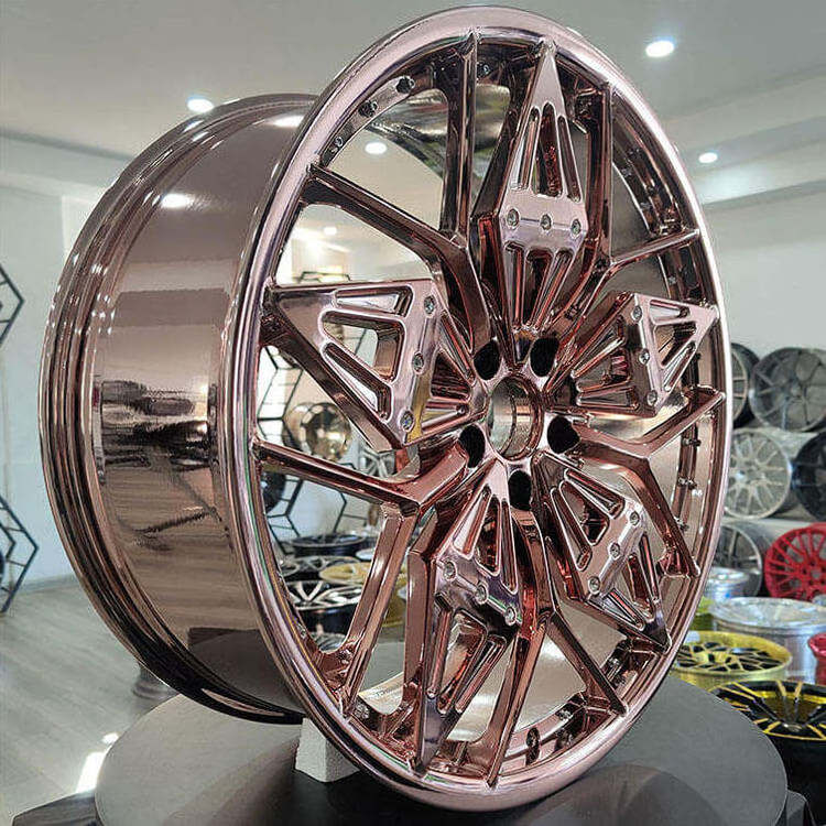 Rose Gold Color Chrom Car Rims 16 17 18 19 20 21 Inch Wheel With Pcd 120 Alufelgen 5x139.7 5x112 Alloy Wheels