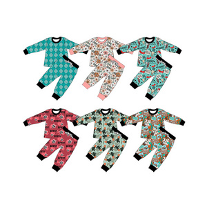 New Arrival Western Pattern Boutique Kids Girls Clothing Bamboo Fabric Soft 2 Pieces Pajamas Sets