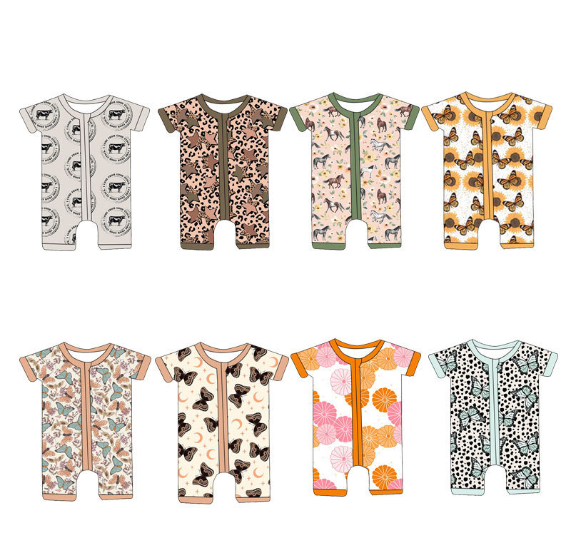 2024 Kids Clothing Baby Short Romper Bamboo Fabric Light and Breathable Sleepwear Girl Romper Cute Print 0-16T Clothing