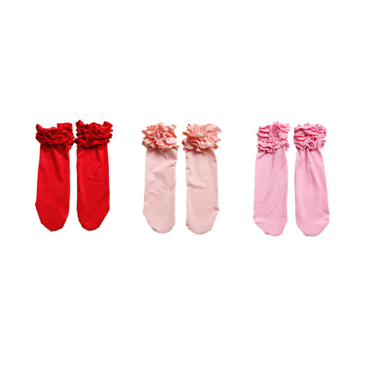 Autumn Winter Socks Cotton Fabric Solid Colors Kids Comfortable Lace Pleated Edges Custom Design Children Baby Girl Cute Socks