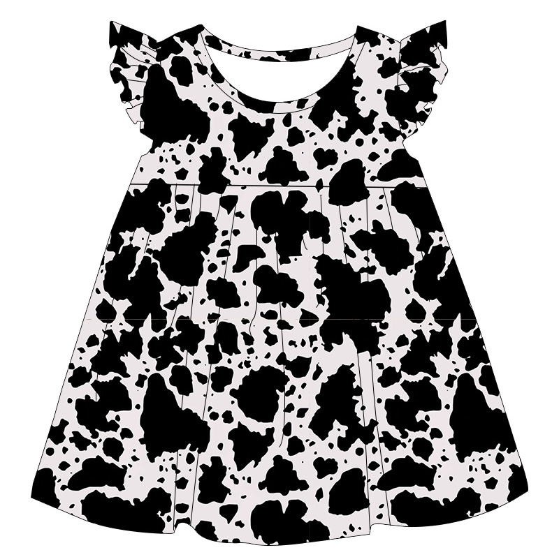 New Arrival Customization Milk Silk Fabric Dresses For Girls Custom Print Kids Pearl Dress Summer Children Clothing