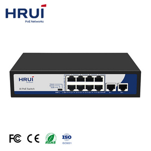 HRUI 120W100M 8 Ports VLAN AI PoE Switch with PoE Watchdog for CCTV IP Camera