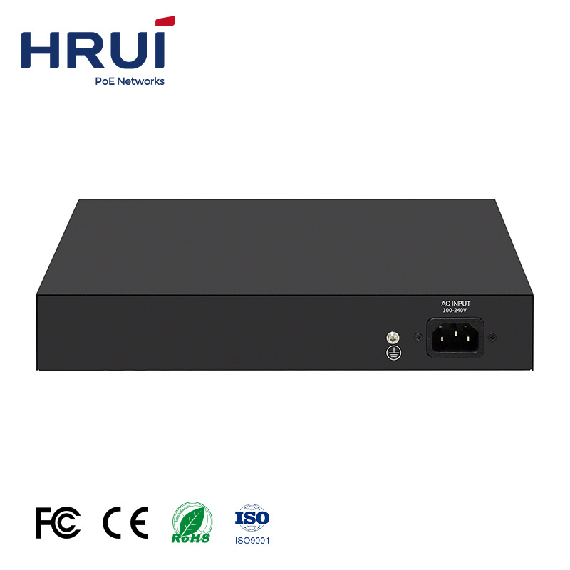 2022 HRUI 8 Ports Gigabit PoE Switch 20Gbps 120W 2 Gigabit Ethernet Uplink Ports for IP Camera