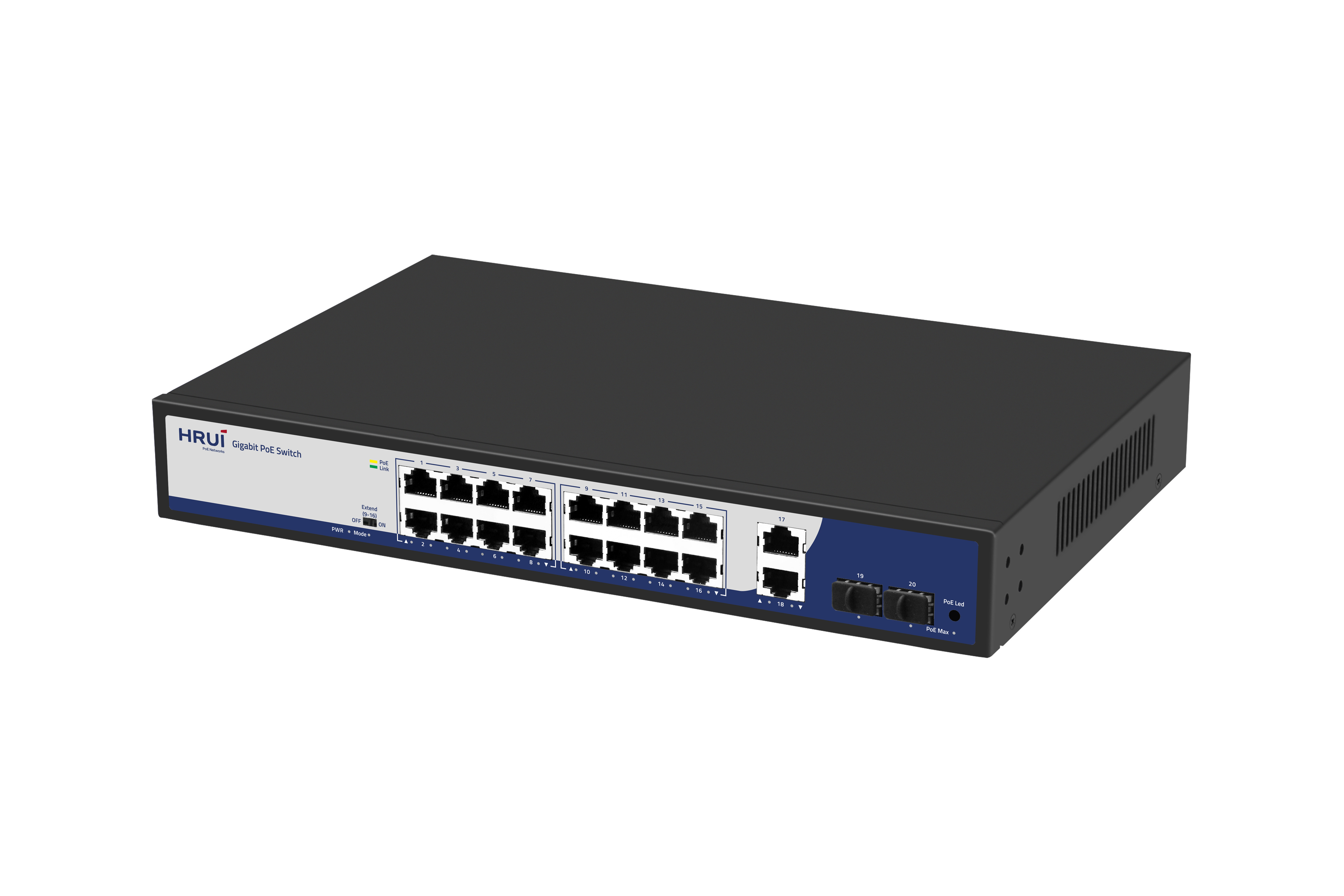 Shenzhen OEM 16 Ports Gigabit Support VLAN PoE Switch with 2 Gigabit SFP Ports for CCTV IP Camera