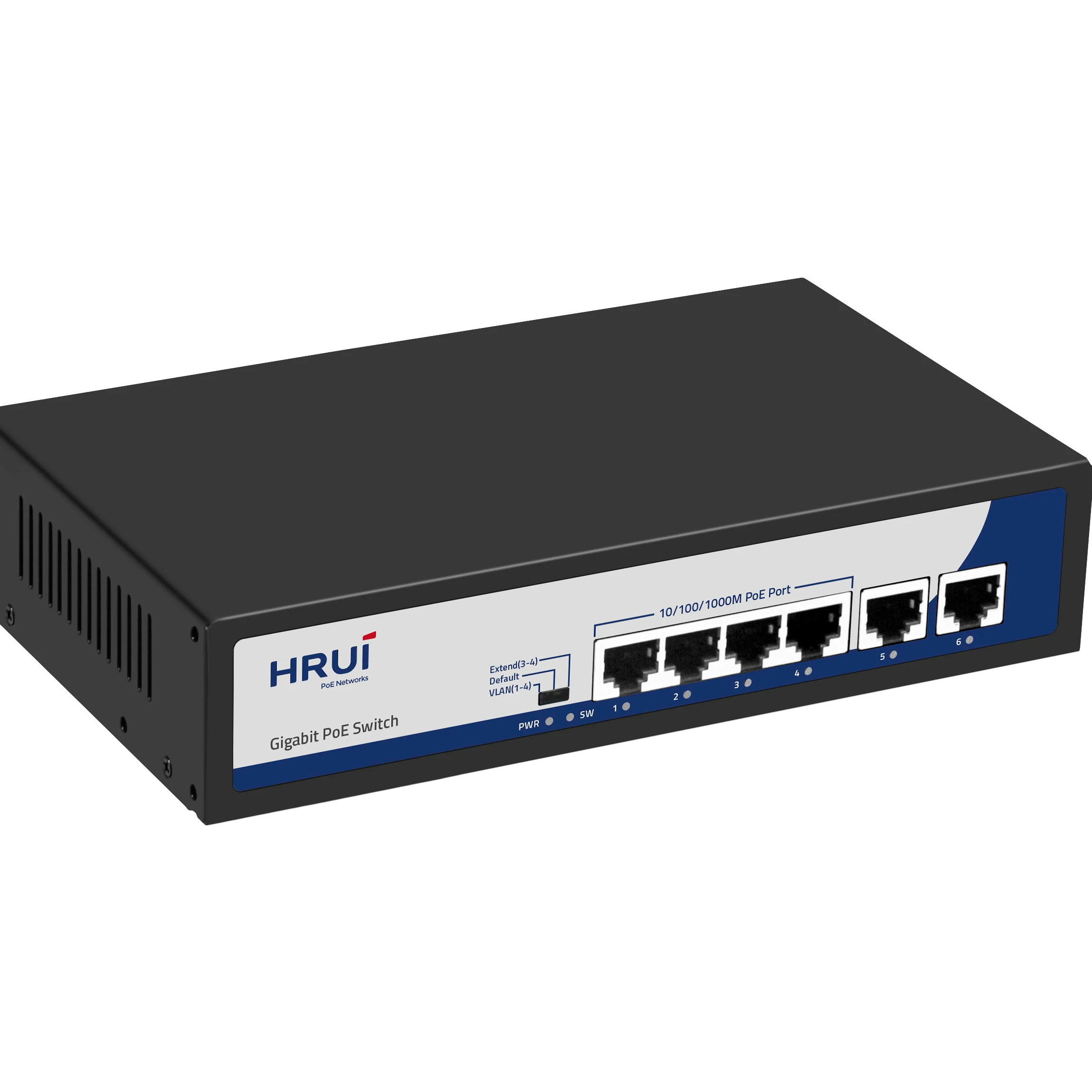 HRUI 4 Ports 10 100 1000Mbps Fast PoE Ethernet Network Switch for CCTV IP Camera Wireless AP