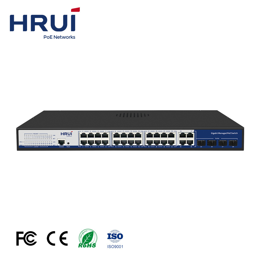 HRUI 24 Ports PoE Gigabit Network Switch L2 Managed PoE Switch