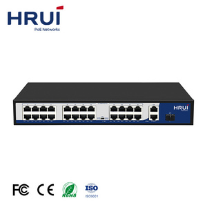 OEM Factory 24 Ports 2 SFP Ports PoE Switch with 2 Gigabit Ethernet Uplink Ports Support VLAN OFF Extend