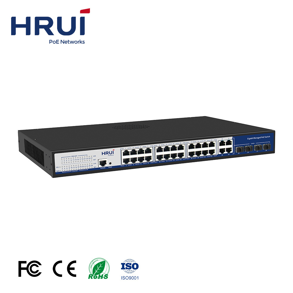 HRUI 24 Ports PoE Gigabit Network Switch L2 Managed PoE Switch