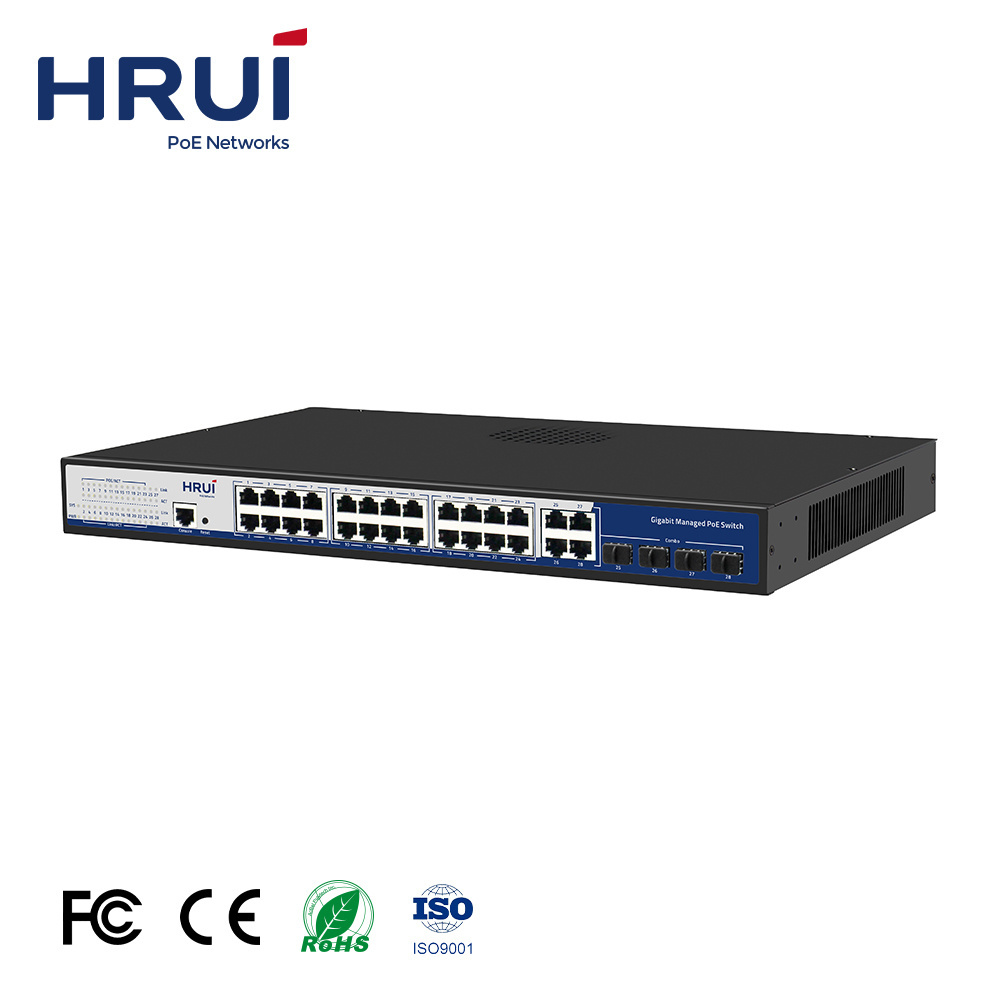 HRUI 24 Ports PoE Gigabit Network Switch L2 Managed PoE Switch